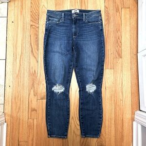 ✨ PAIGE ✨ EUC Verdugo Crop Jeans “Spence Destructed” Stretch Size 30